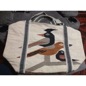 Vintage Southwest Bird Indian Wool  Duffel Bag  25" L 19" H Artesanias Lined